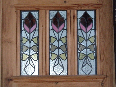 Glass panel in door for Onchan Village Hall